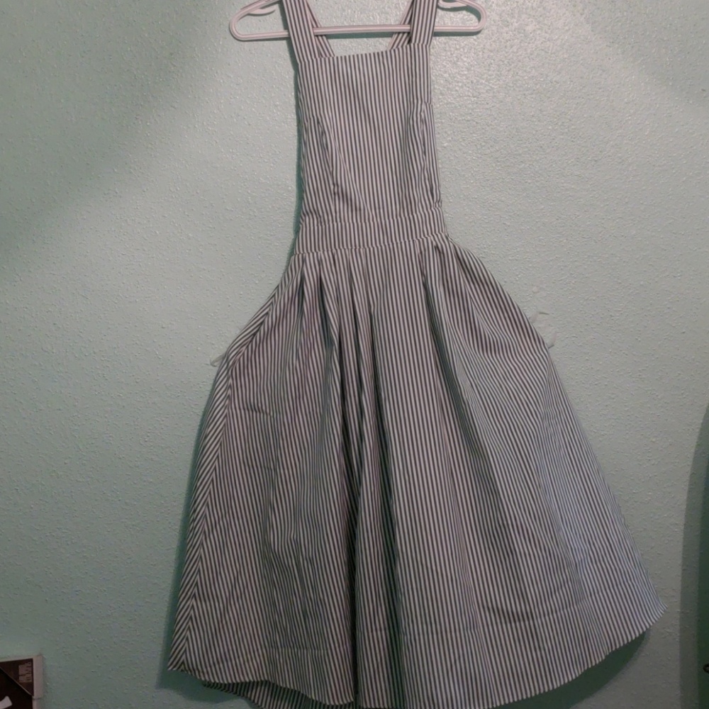 Shein green and white striped dress small